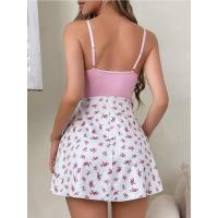 Falda de liga de flor rosa popular, camisón casero de mujer delgada de verano con encaje sexy en V profundo puro deseo - details 2