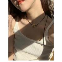Collar Colgante Corazón de Plata, Negro de una sola cadena, Collares de Mujer, Collares de Cuello y Punto, Joyería y Bisutería - details 5