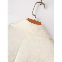 BUNO-Primavera otoño mujer chaqueta de traje Beige moda flores decoración cuello con muescas de un solo pecho de manga larga chaquetas femeninas abrigo - details 11