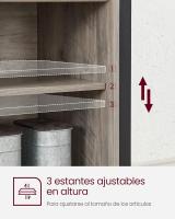 Aparador, Armario de Cocina, Armario de Almacenamiento, con 2 Puertas Correderas, 33 x 100 x 80 cm, Estantes Ajustables, para Salón, Marrón Rústico y Negro - details 15