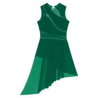 Elegante Traje de Patinaje de Hielo para Mujeres Leotardo de Ballet de Malla Transparente sin Mangas Traje de Baile Lírico Contemporáneo - details 83