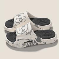 ZHIDA Pantuflas para Hombre EVA Antideslizantes para Interiores Chanclas de Suela Gruesa con Diseño de Graffiti, Sandalias Planas con Estampado de Dibujos Animados para Playa - details 3
