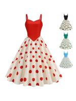 Verano liguero fresco ropa de mujer retro Vestido de péndulo estampado europeo y americano. - details 0