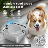 Cuenco de agua para perros de 3 L/0,8 galones, sin derrames, cuenco de agua lento sin derrames de acero inoxidable para perros, cuencos de agua para perros sin salpicaduras para razas grandes y medianas - details 3
