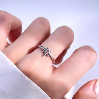 Anillo brillante de Plata de Ley 925 con estrellas de cielo estrellado misterioso, regalo de moda para fiesta de citas y boda para mujeres y niñas - details 1