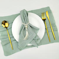 Juego de 6 servilletas de tela de costura de terracota, venta al por mayor de fábrica de algodón, servilletas de tela, toallas de mesa de gasa, decoración de boda, Pascua - details 3