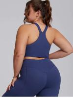 Sujetador deportivo curvo de yoga grande para mujer, body de gimnasio, trío súper elástico, conjunto de ropa deportiva, Oufit, 3XL - details 17