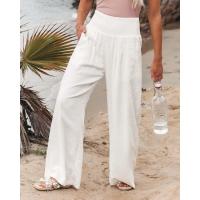 Primavera y verano, superventas, ropa para mujer, nuevos pantalones casuales de pierna ancha tejidos de algodón y lino, pantalones de pierna ancha para playa para mujer - details 4