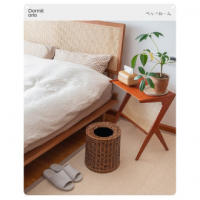 Papelera Retro de ratán, gran capacidad, hogar, cocina, sala de estar, luz de lujo, alta gama, tejido a mano sin tapa - details 6