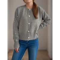 Estilo coreano elegante para mujer, corte holgado, cuello redondo, tejido, moda primavera otoño - details 3