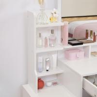 taburete, mesa de maquillaje de piel sintética con 7 estantes y 4 cajones, tocador para mujeres - details 2