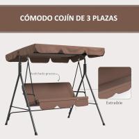Columpio de Jardín de 3 Plazas Balançín Exterior con Techo Ajustable y Marco de Acero - details 15