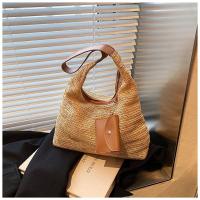Bolso de hombro tejido a la moda, bolso de paja de gran capacidad de ratán, bolsos grandes trenzados hechos a mano para playa de verano - details 17