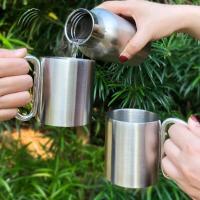 Taza de acero inoxidable de 220/300ml, gancho de mosquetón, mango portátil para caminata, taza para acampar, viaje, multifuncional, para acampar al aire libre, 1 Uds. - details 4