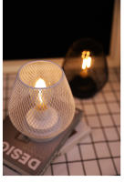 Juego de 2 lámparas de mesa con forma de jaula de metal que funcionan con pilas, luz decorativa inalámbrica con bombilla LED estilo Edison para dormitorio, hogar, bodas, fiestas - details 3