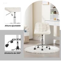 Tocador Giratorio, Silla Ergonómica Escritorio con Respaldo, Taburete Bajo con Asiento Ajustable de Altura - details 2