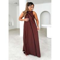 Vestido Holgado Sin Mangas a Rayas de Color Sólido Simple para Mujer Moda 2025 - details 7