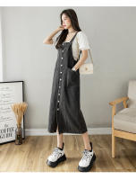 Vestido de mezclilla para mujer Vestido largo con tirantes sueltos y lisos - details 11