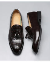 Británico pequeños zapatos de cuero de los hombres jóvenes puntiagudo borla beanie zapatos mocasines - details 8