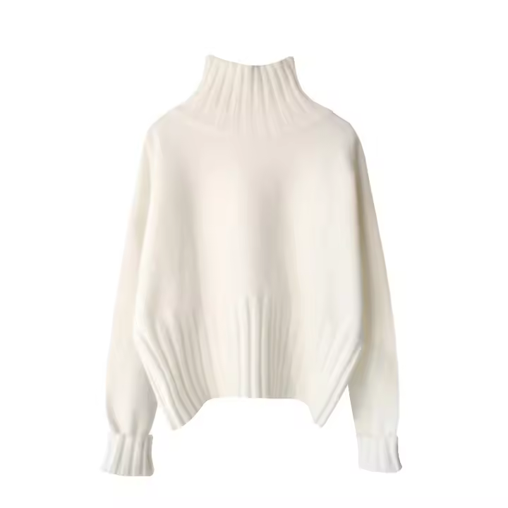 Women turtleneck autumn winter long sleeve thick jumpers solid warm sweater - 1