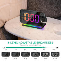 ORIA-reloj despertador con proyección, dispositivo Digital con retroiluminación RGB de 7 pulgadas, 10 colores, para el hogar y los dormitorios - details 3