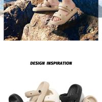 Sandalias deslizantes de doble correa para mujer, sandalias con correa para exteriores, informales, suela gruesa, para playa, impermeables, EVA, en espiga, DIY - details 2
