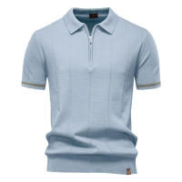 Camisa Polo Deportiva Para Hombre AIOPESON Color Sólido Con Cierre De Cremallera Ajustada Para Oficina Y Social Transpirable Polyester Viscosa - details 19