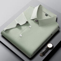 Novedad de verano, camisa de manga corta de jacquard con solapa para hombre, camisa informal de negocios de color sólido, versátil y superior - details 7
