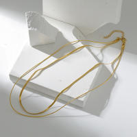 Collar de cadena de acero inoxidable para mujer, joyería de mezcla, color dorado, simple, de varias capas - details 1