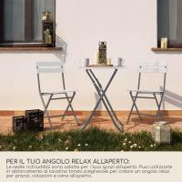 Set 2 Sillas De Exterior, Sillas Plegables, Acero Plástico, Gris Claro, Ahorro De Espacio, para Balcón Camping - Dimensiones AxANxFON: 78 x 37 x 45 cm - Art - details 2