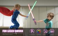 Espada iluminada extensible para niños, sable de luz de 7 colores, juguete con sonido FX (sensible al Movimiento) para Galaxy War Fighters y Warriors - details 4