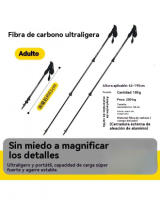 Palos de Senderismo Ultraligeros de Fibra de Carbono Portátiles, Antideslizantes, Plegables para Aventuras al Aire Libre - details 0