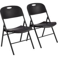 plegables de plástico y metal, sillas de camping, sillas de cocina, para interiores y exteriores, color negro, hasta 158 kg - details 1