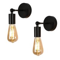 Goeco Aplicaciones de Pared Negra Vintage 2pcs 10*10*21CM Lámparas de Pared Giratorias E27 (No Incluido) Productos Peligrosos - details 0