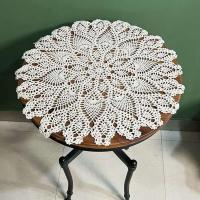 Posavasos ENCE vintage y chic hecho a mano de crochet de algodón natural RD de 60 cm, mantel para una sola persona, funda de sofá - details 1