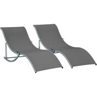 Plegables Tumbonas de Jardín con Marco de Aluminio en Forma de S Carga de 120 kg para Piscina Patio Terraza 165x61x63 cm Gris Oscuro - details 0