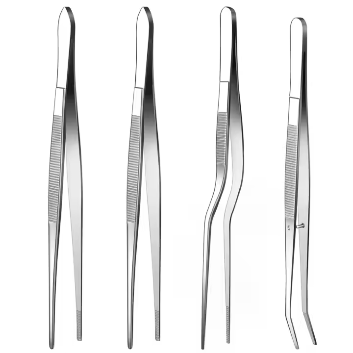 Pinzas finas, 4 pinzas de cocina, pinzas para alimentos de acero inoxidable de 6,3 pulgadas, pinzas de cocina para hornear, decorar, barbacoa - 1
