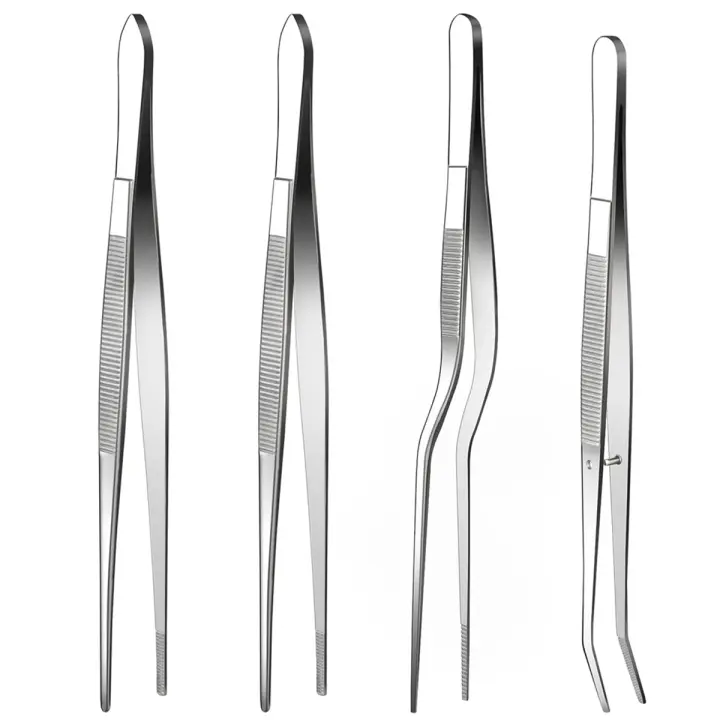 Pinzas finas, 4 pinzas de cocina, pinzas para alimentos de acero inoxidable de 6,3 pulgadas, pinzas de cocina para hornear, decorar, barbacoa - 1