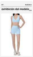 Sostén deportivo con almohadillas para el pecho, espalda hermosa, sujetador de tiras delgadas para pilates y fitnessbraConjunto de yoga con camiseta sin mangas y shorts que levantan los glúteos - details 8