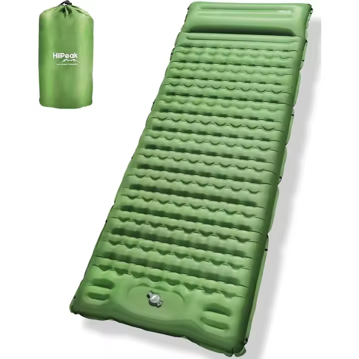 Esterilla Inflable Portátil Ultraligera Dormitorio de Camping con Almohada y Bomba de Pie - 1