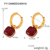 Pendientes de lustrous para las mujeres,316L pendientes colgantes de Maple inoxidable - details 0