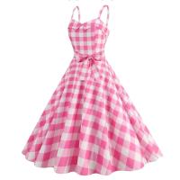 Mujeres Vintage e Pink Dot Retro Rockabilly Strap Tirantes cola Fiesta 1950s 40s Swing Dress Vestidos de verano - details 2