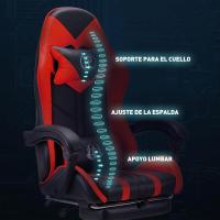Silla Gaming Silla de Oficina Silla Giratoria Silla de Ordenador Silla de Tareas Silla de Escritorio Silla Ergonómica Silla de Carreras Silla de Cuero Silla PC Gaming (Rojo, con reposapiés) - details 3