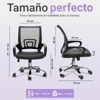Silla Oficina con Apoyo Lumbar, Estructura de Plastico, Malla Transpirable, Ruedas Giratorias 360 °   Soporta hasta 120kg - details 21