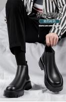 Botas Chelsea de cuero británico para hombre, botas de cuero de caña alta de lana, botas versátiles de moda. - details 0