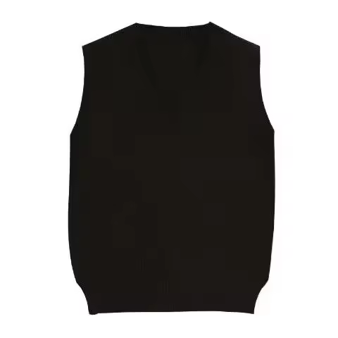 Suéter de mujer chaleco Otoño e Invierno coreano suelto negro cuello pico tejido chaleco sin mangas suéter de mujer - 1