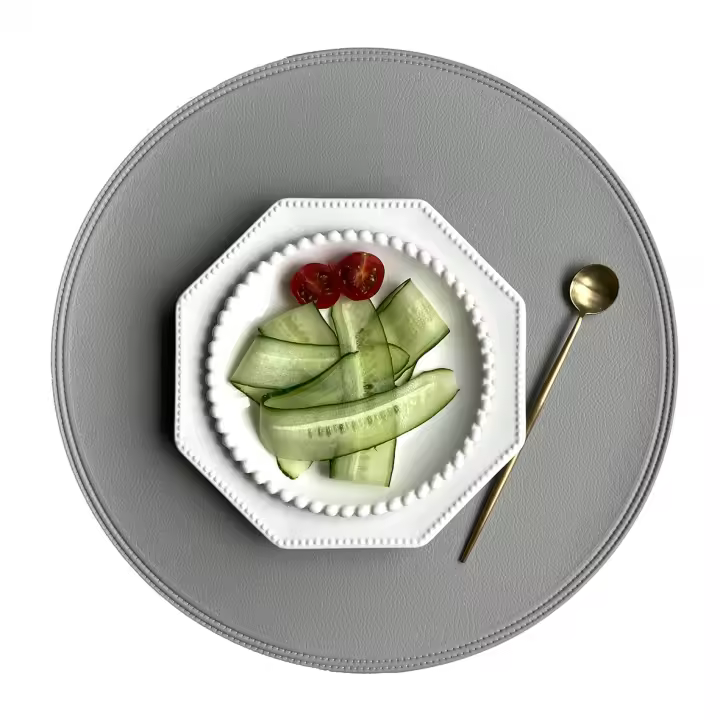 Mantel Individual de cuero de imitación, posavasos, plato redondo de PVC, manteles individuales para mesa de cocina, decoración de mesa de comedor - 1
