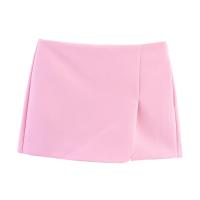 PB&ZA2025casual pantalones cortos de cintura alta de color sólido con línea A pequeña para todos los días, falda pantalón de verano para mujer - details 3