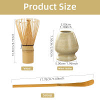 Juego de té japonés Matcha de 3 piezas, cuenco a juego con boquilla y batidor de bambú, soporte para cucharadita - details 9