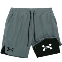 Pantalones cortos para correr para hombre, shorts 2 en 1 de secado rápido para gimnasio, entrenamiento, Fitness, trotar, Verano - details 13